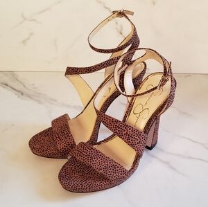 NEW Jessica Simpson Friso Cheetah Print Flared Heel Platform Sandals 6.5